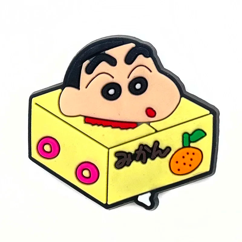 10Pcs Crayon Shin-chan Sneaker Buckle Accessories Sandals Buckle Decorations Anime Cartoon Buckle for Party Xmas Gifts