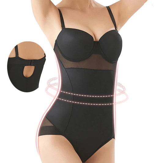 Women Vintage Bodysuit Underwear Adjustable Underwire Bodysuits Black Stretchable Seampless Shapewear Beige