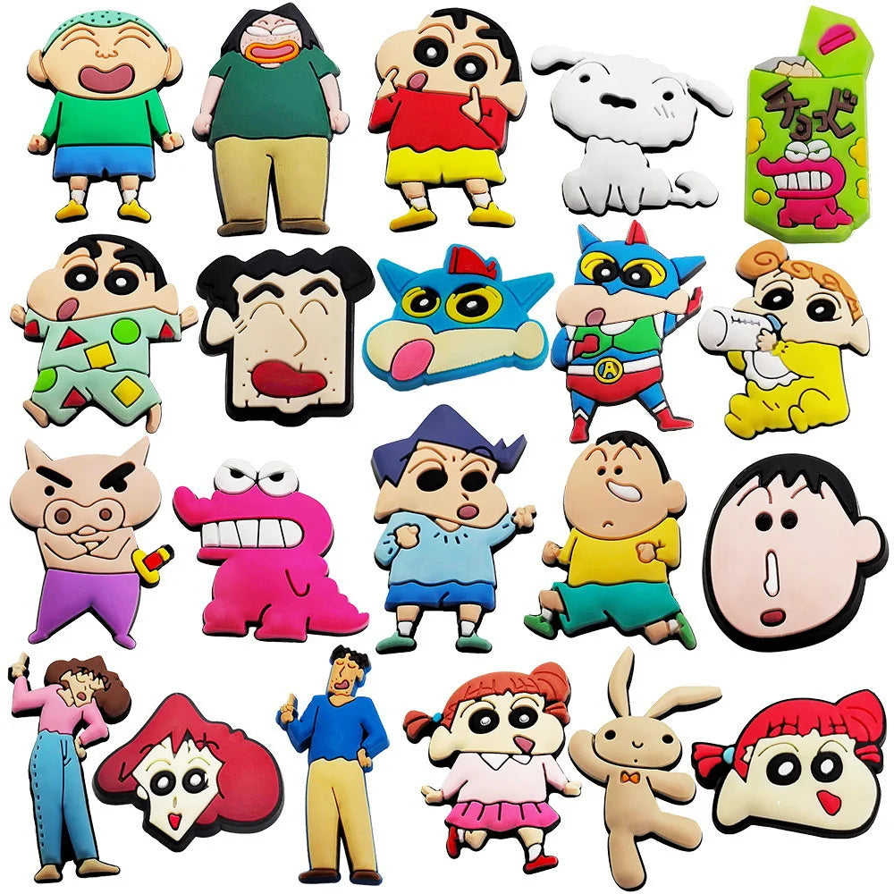 10/21Pcs Kawaii Anime Crayon Shin-Chan Cartoon Cosplay Sandals Buckles Accessories Slippers Decoration Buckles Girls Gifts
