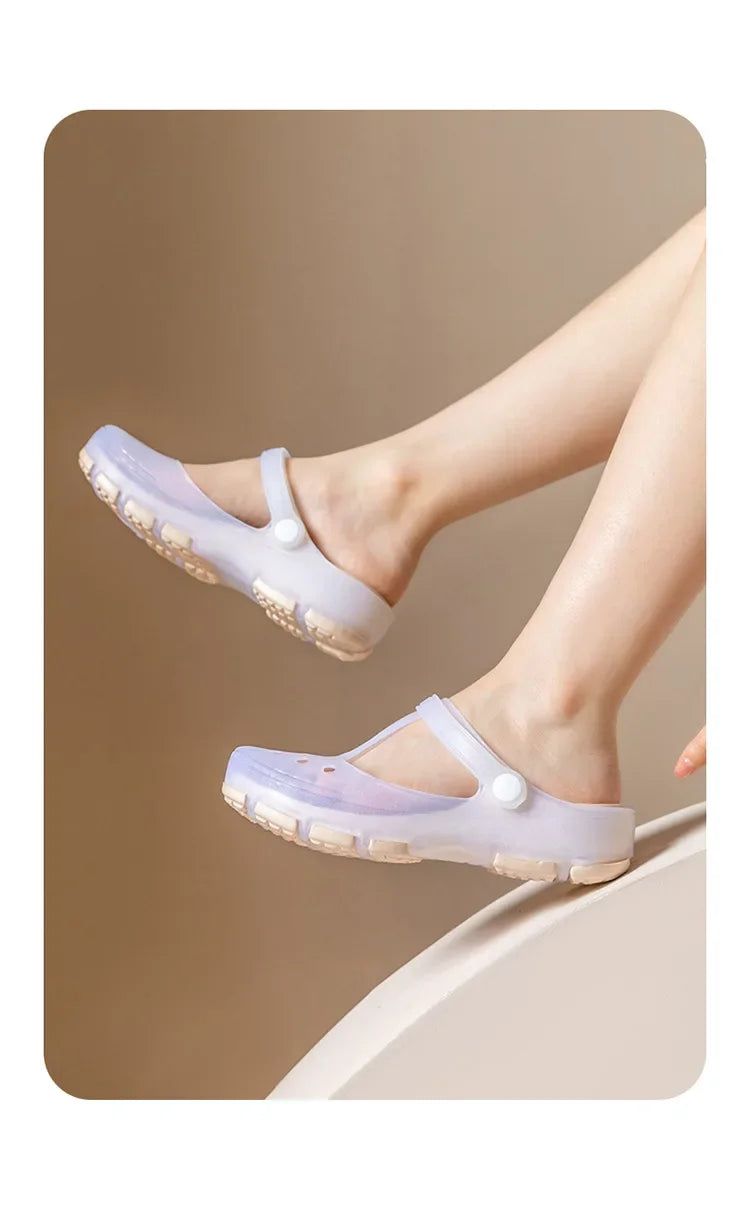 2025 Summer Hot Sale Women's Sandals Non Slip Soft Soled Jelly Daily Slip-on Clogs Casual Shoes Fashion Printing Beach Slippers
