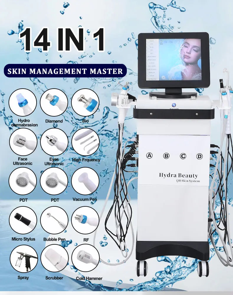 14 In 1 hydra beauty facial  Machine Skin Peeling hydra beauty facial Aqua Peel Machine beautiful equipment
