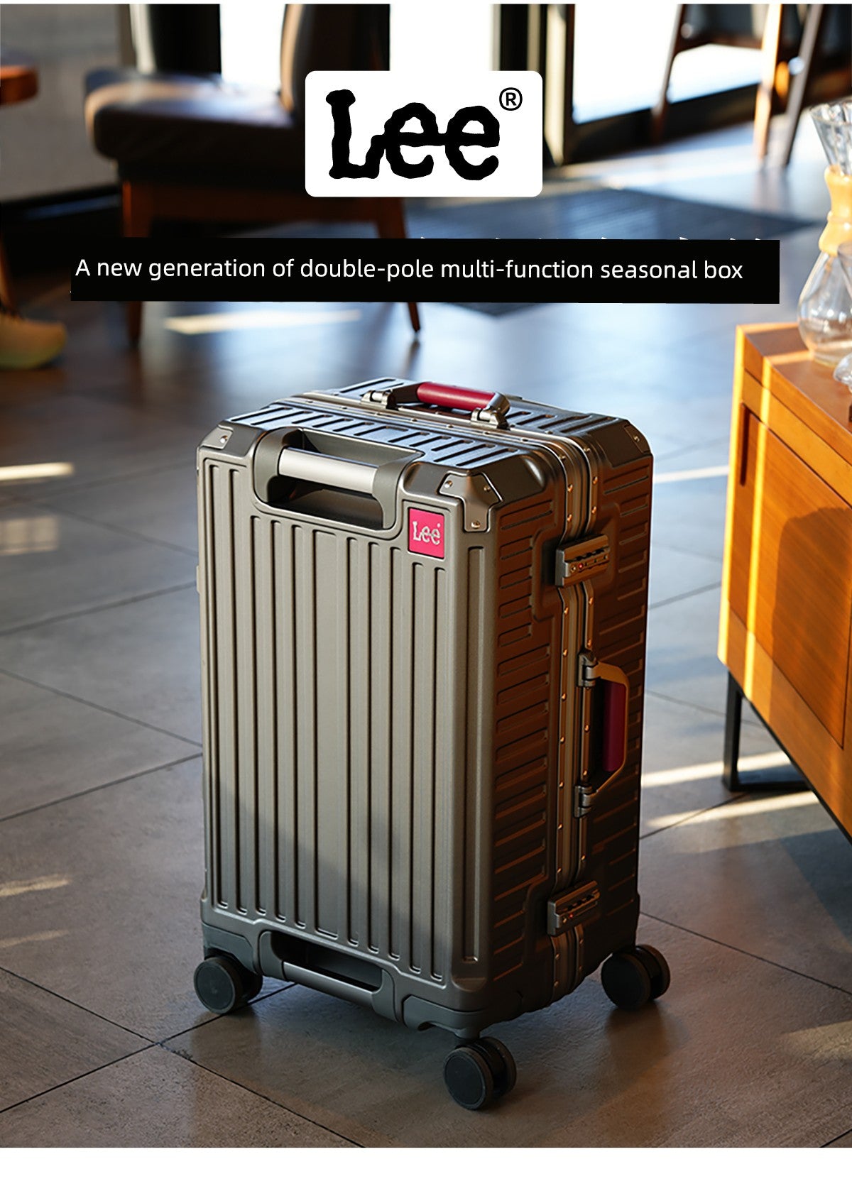 Lee Official Large Capacity Luggage Women's 24-Inch Suitcase Aluminium Frame Luggage New Arrival Student Durable Password Suitcase