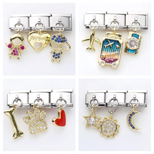 2025 New Women's Jewelry Fashion DIY Italian Charm 9MM Stainless Steel Module Women's Bracelet Pendant Jewelry Gift
