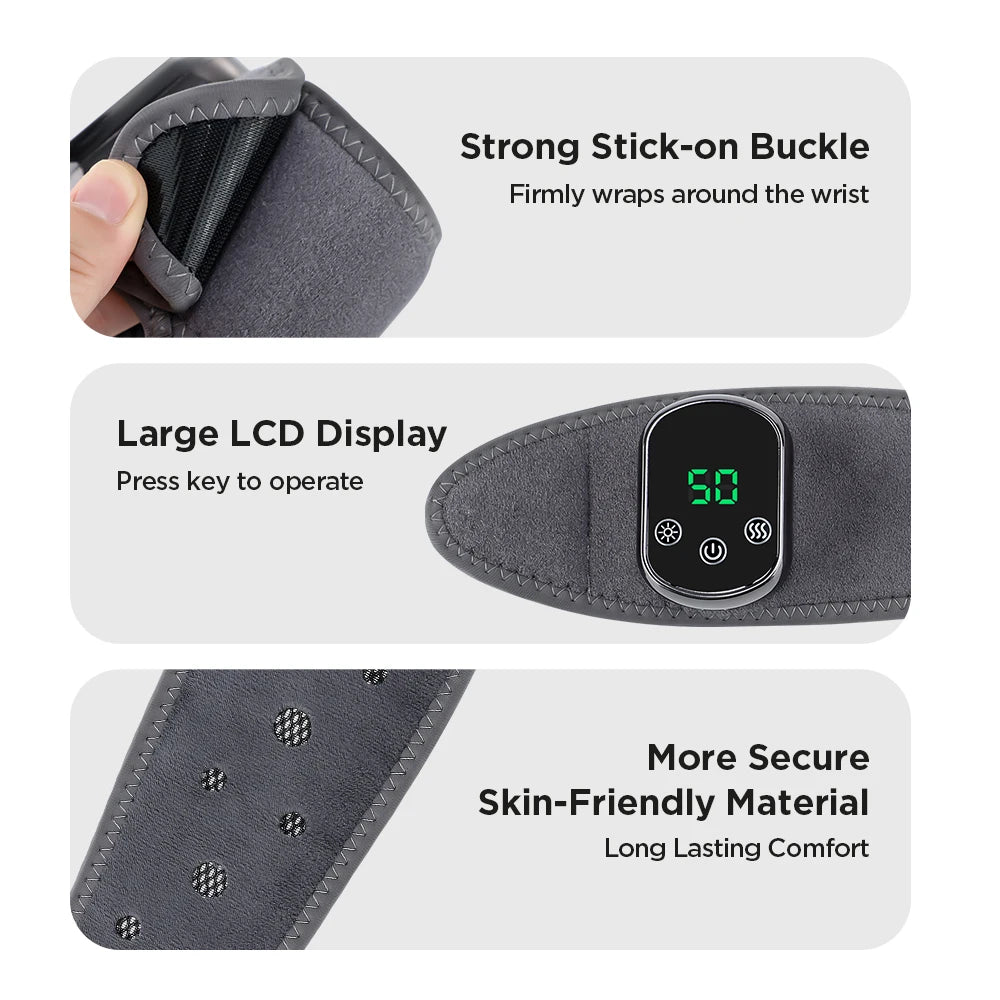 Electric Heating Wrist Massager Hot Compress Vibration Wrist/Ankle Brace Hand Wrist Guard Heating Pad Rechargeable Wristband