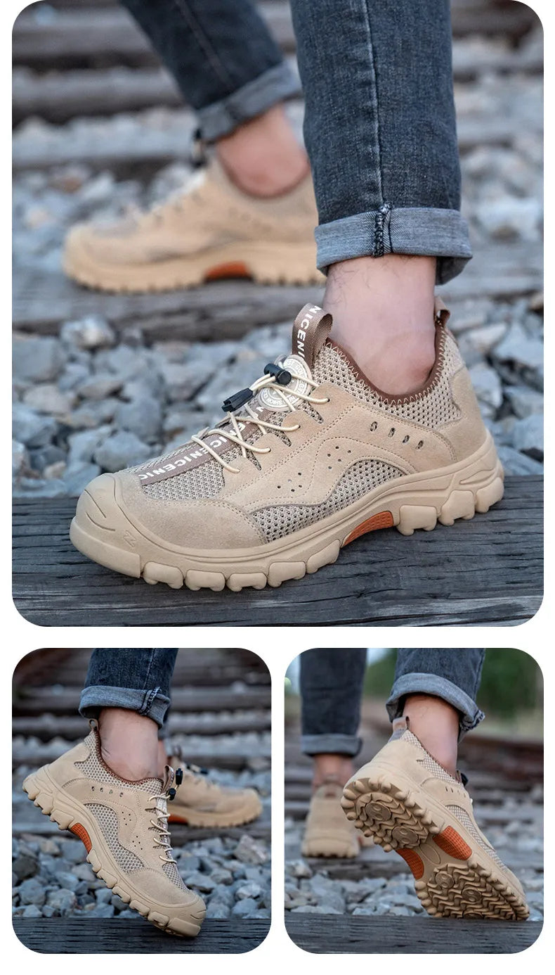 2025 Summer Safety Shoes Men Anti-puncture Work Sneakers With Steel Toe Cap Indestructible Shoes Breathable Male Shoes Anti-slip