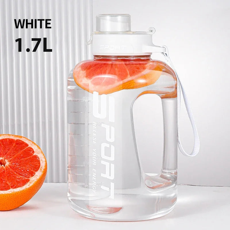 1.7L Large-Capacity Netflix Straw Pot Belly Cup Sports Water Bottle Ton Ton Bucket Students Portable Plastic Space Cup