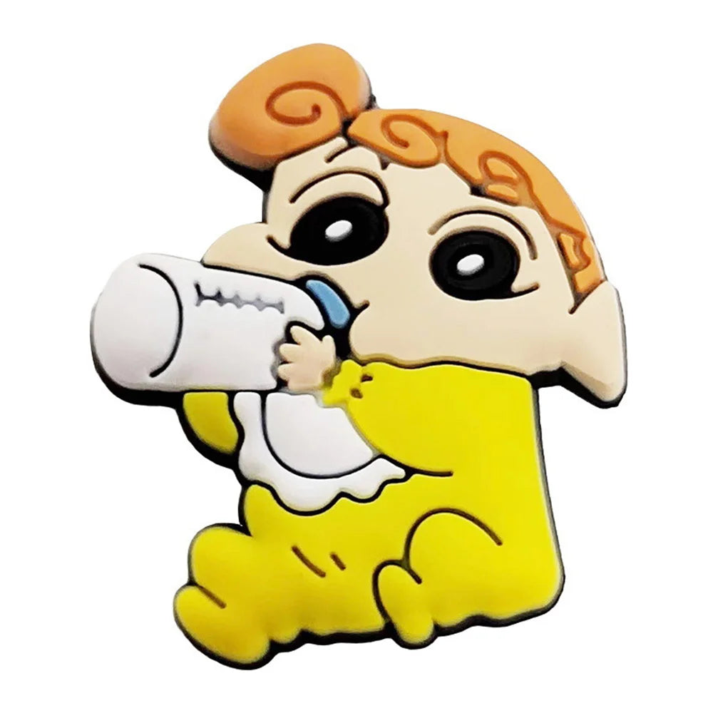 10/21Pcs Kawaii Anime Crayon Shin-Chan Cartoon Cosplay Sandals Buckles Accessories Slippers Decoration Buckles Girls Gifts