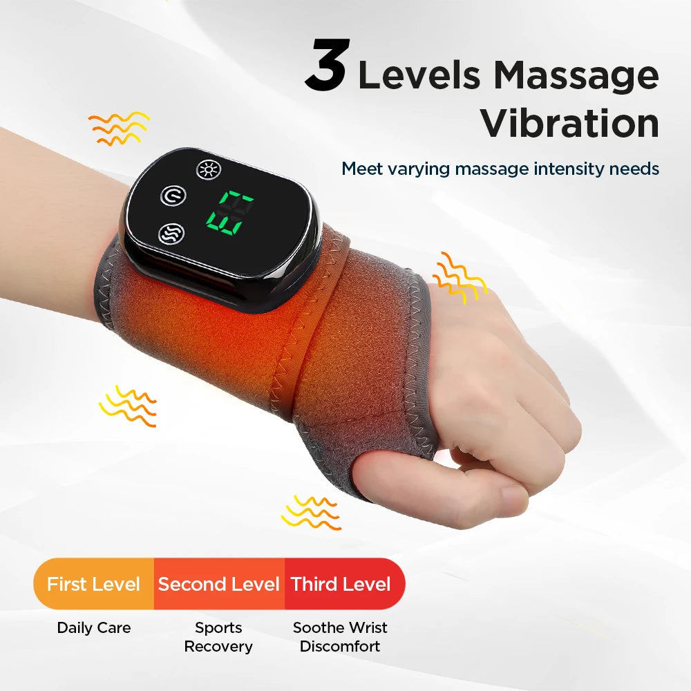 Electric Heating Wrist Massager Hot Compress Vibration Wrist/Ankle Brace Hand Wrist Guard Heating Pad Rechargeable Wristband