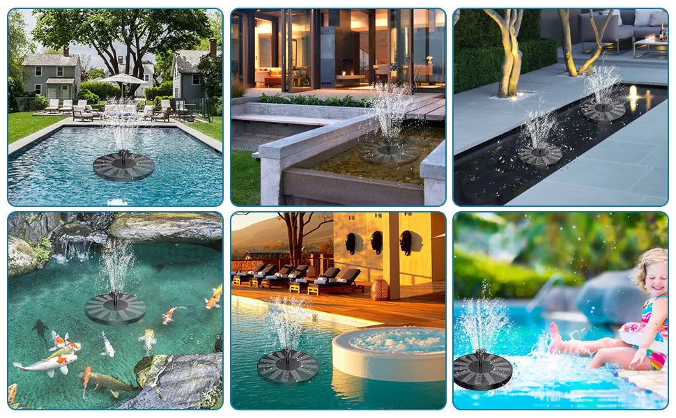1.5W Solar Bird Bath Fountains, 2022 New Upgrade with 6 Nozzles Solar Fountain, Suitable for Garden, Bird Bath