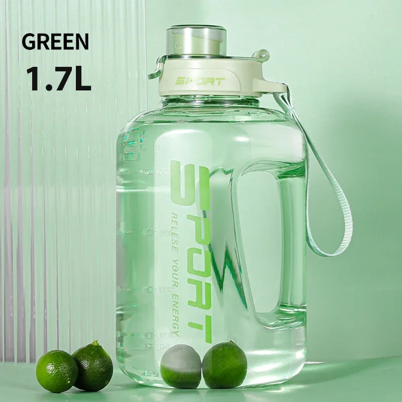 1.7L Large-Capacity Netflix Straw Pot Belly Cup Sports Water Bottle Ton Ton Bucket Students Portable Plastic Space Cup
