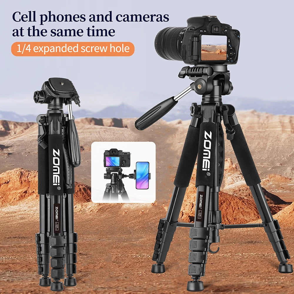 Zomei Q188 188cm Professional photography accessories video camera DSLR tripod for phone with phone holder