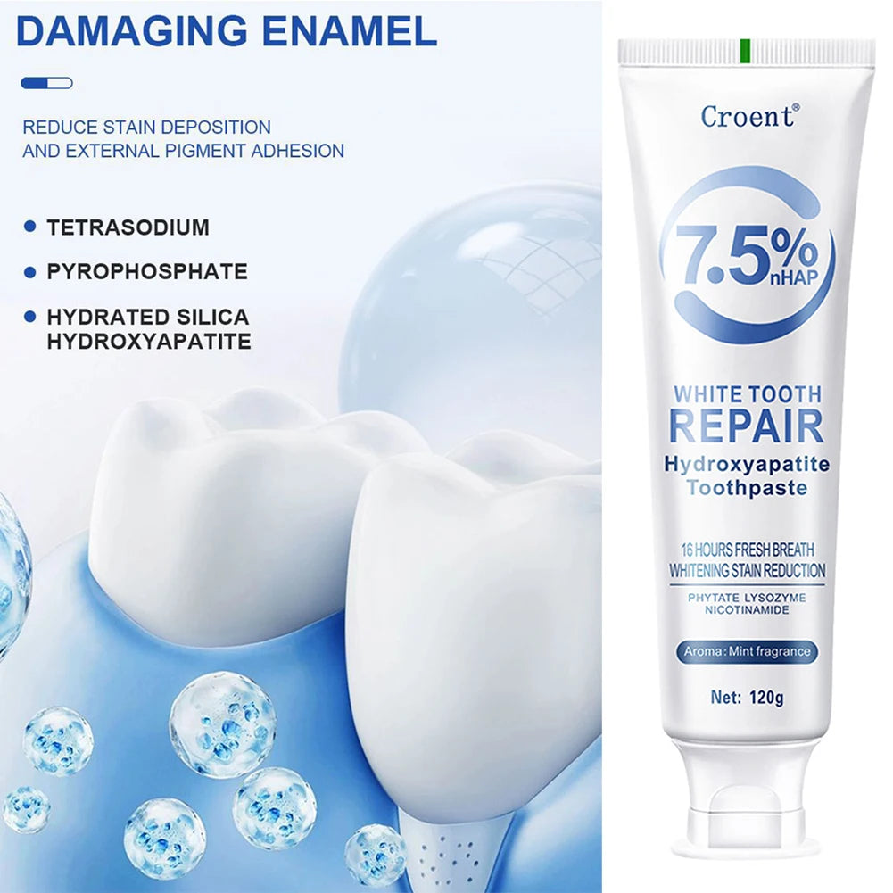 120g Hydroxyapatite Toothpaste,Gentle Mint,Breath Refreshing Whitening Toothpaste,Intensives Stain Removal Tooth Paste,Oral Care