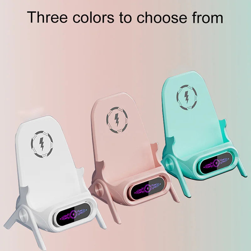 15W Wireless Charging Phone Holder Desktop Multifunctional Creative Mini Chair Charger Holder for iPhone Xiaomi Phones Tablet