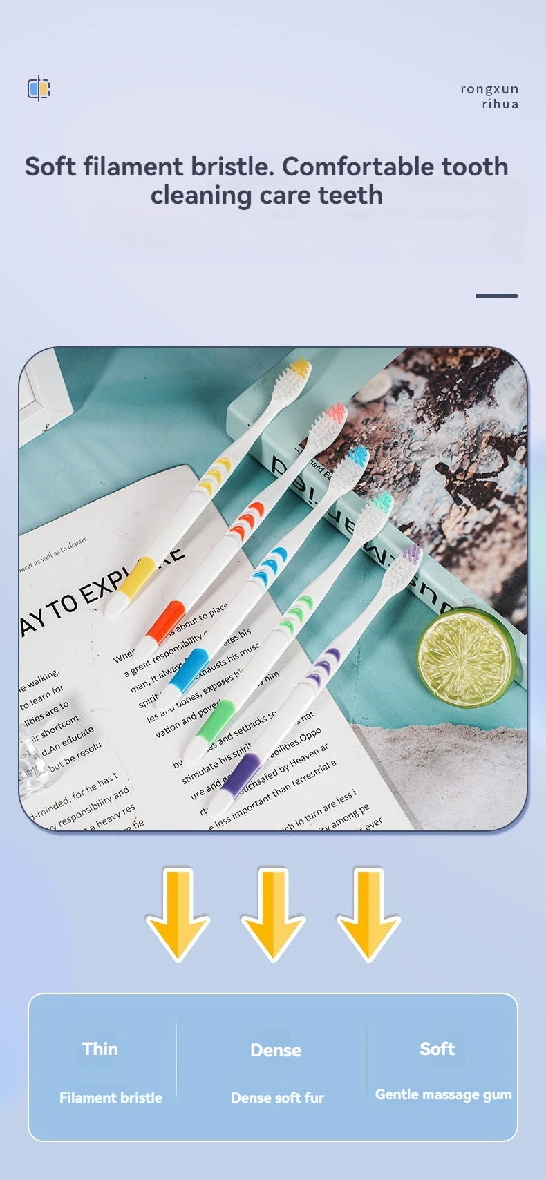 10pcs Double Ultra Soft Toothbrush, Bamboo Charcoal NanoToothbrushes, Dental Personal Teeth Brush Support Adult Toothbrush
