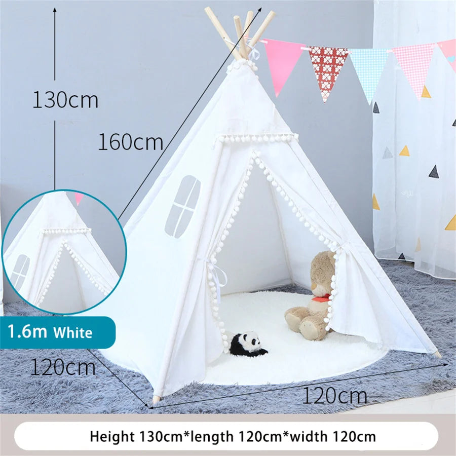 1.6M/1.3M Kid Tent Play House Wigwam for Children Portable Child Tipi Tents Teepee Toddler Ball Pit Girl Castle Play Room