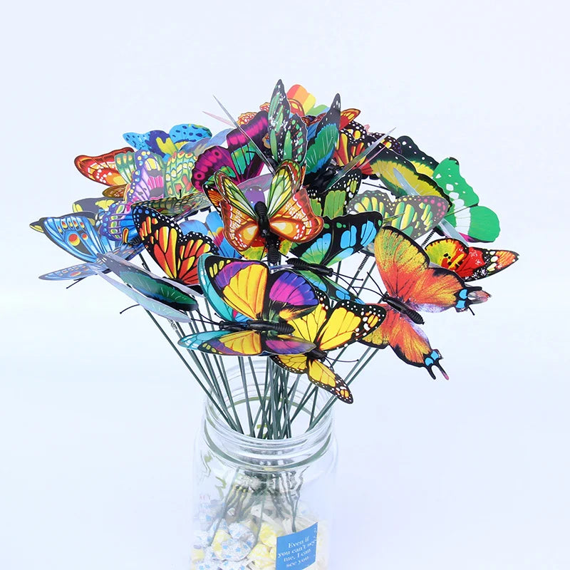 10/20/50pcs Butterfly Decoration Stakes 3D Artificial Butterfly Yard Planter Flower Pot Home Party Garden Patio Decoration