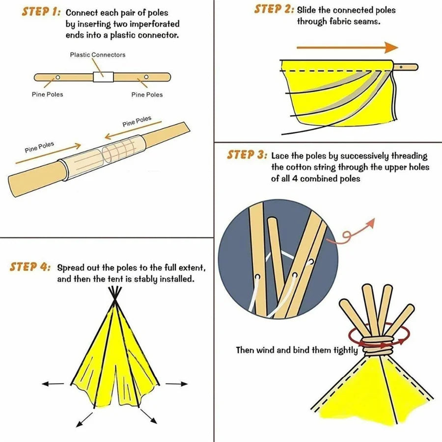 1.6M/1.3M Kid Tent Play House Wigwam for Children Portable Child Tipi Tents Teepee Toddler Ball Pit Girl Castle Play Room