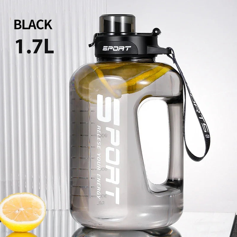 1.7L Large-Capacity Netflix Straw Pot Belly Cup Sports Water Bottle Ton Ton Bucket Students Portable Plastic Space Cup