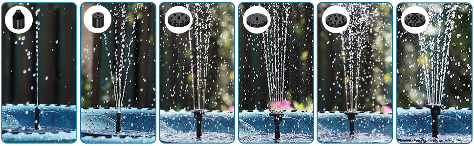 1.5W Solar Bird Bath Fountains, 2022 New Upgrade with 6 Nozzles Solar Fountain, Suitable for Garden, Bird Bath