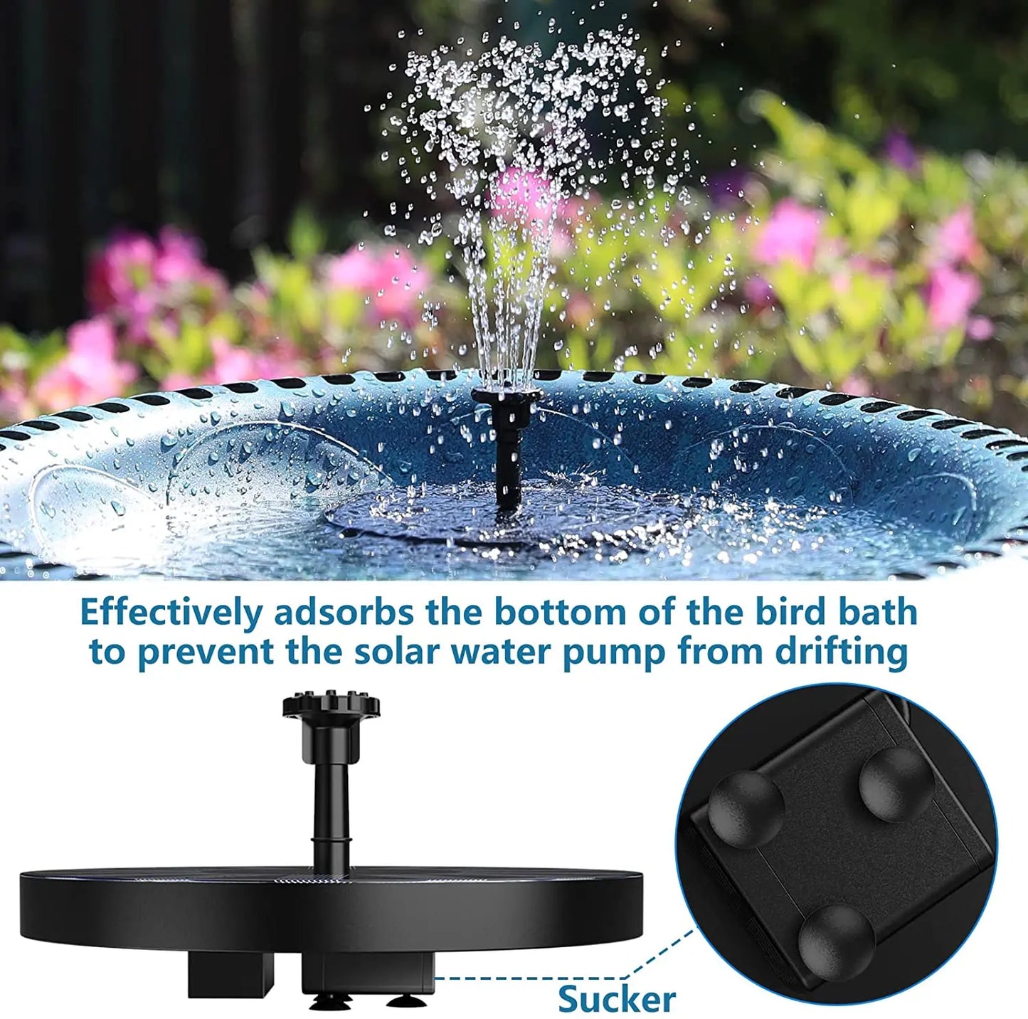 1.5W Solar Bird Bath Fountains, 2022 New Upgrade with 6 Nozzles Solar Fountain, Suitable for Garden, Bird Bath