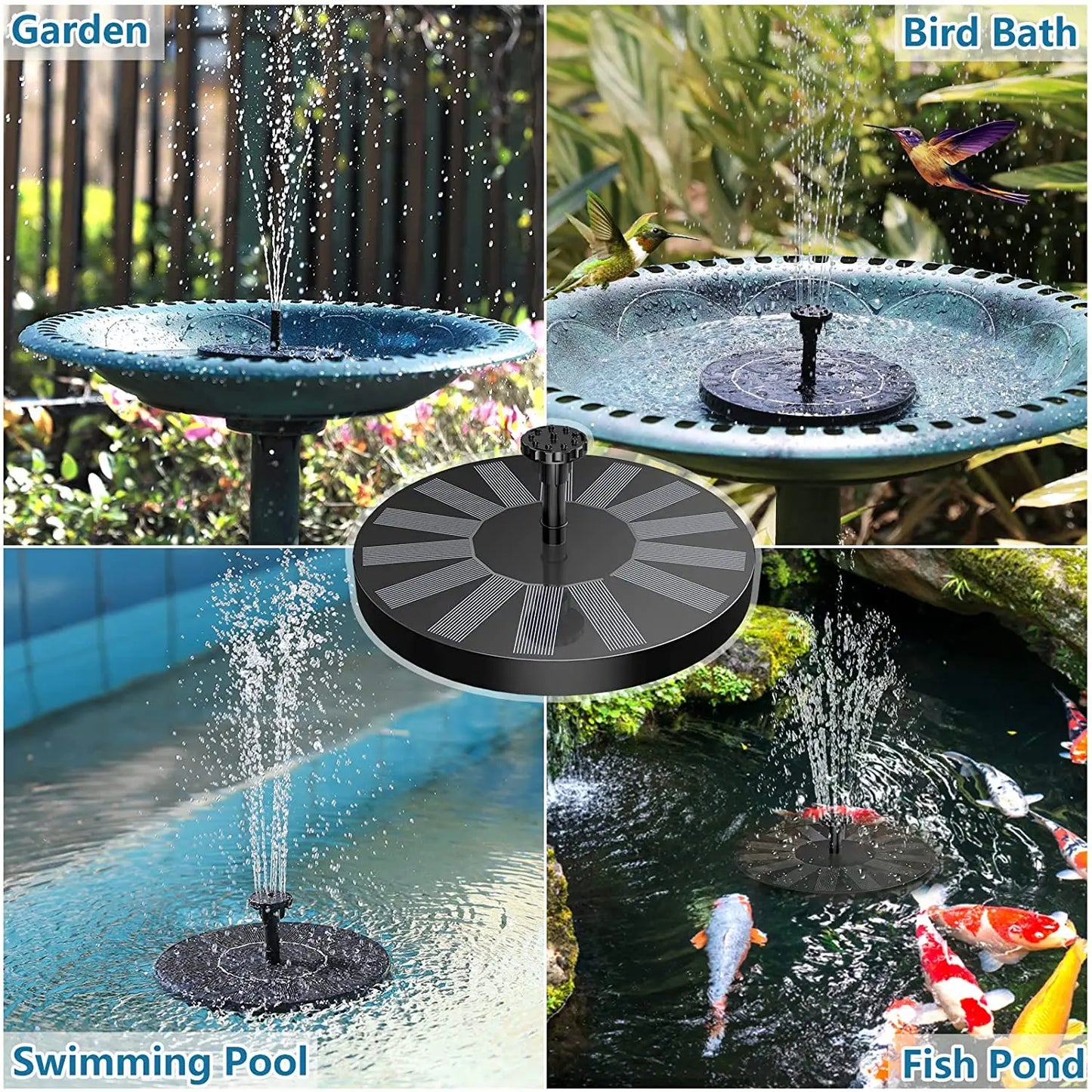 1.5W Solar Bird Bath Fountains, 2022 New Upgrade with 6 Nozzles Solar Fountain, Suitable for Garden, Bird Bath