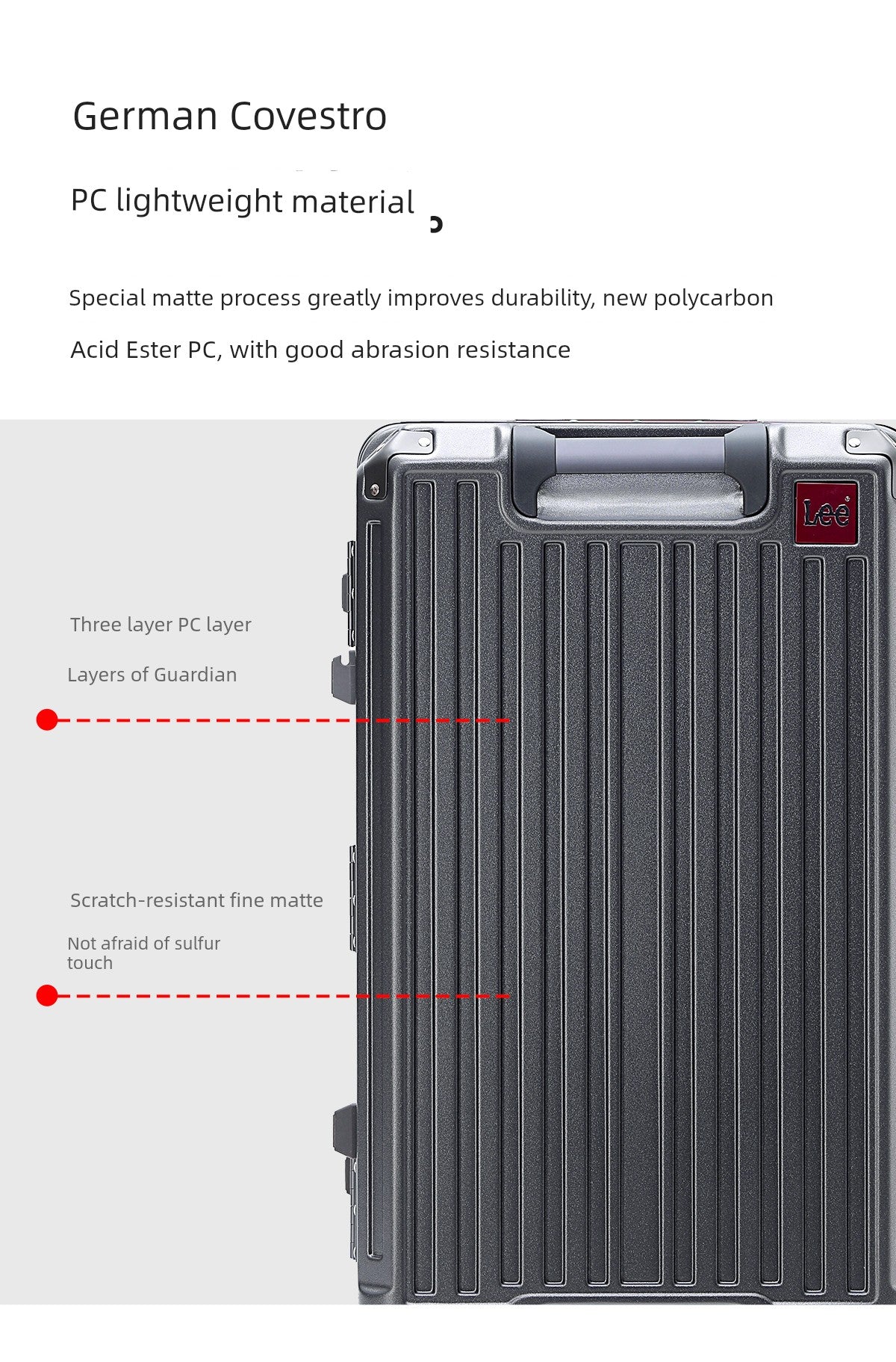 Lee Official Large Capacity Luggage Women's 24-Inch Suitcase Aluminium Frame Luggage New Arrival Student Durable Password Suitcase