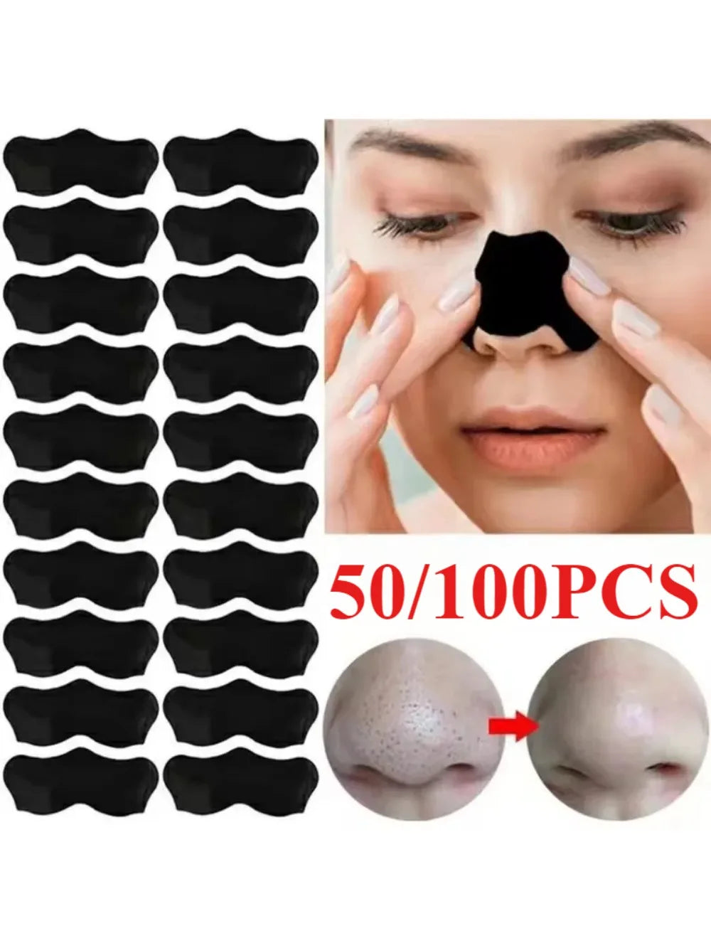 100/50PCS Unisex Blackhead Remove Mask Nasal Strips Shrink Cleansing Pore Nose Black Head Remove Stickers Skin Care Mask Patch