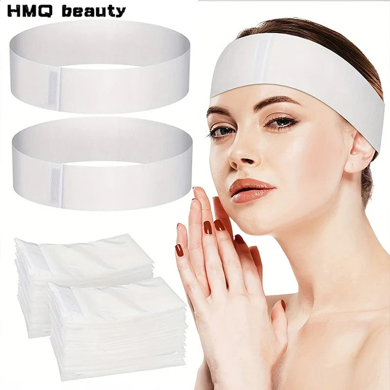 10/50/100pcs Disposable SPA Facial Headbands White Facial Esthetician Headband Wrap Non-Woven Soft Skincare Beauty Salon Supplie