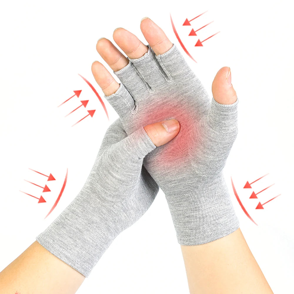 1Pair Premium Bamboo Gloves, Compres Bamboo Arthritis Gloves,Compres Gloves for Women Men,Fingerless Design, Breathable Fabric