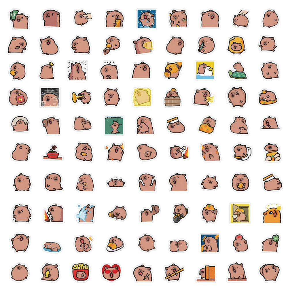 10/50/100pcs Capybaras Stickers Cartoon Cute Decals Toy Stationery Guitar Phone Bicycle Laptop Luggage Car Graffiti Kids Sticker