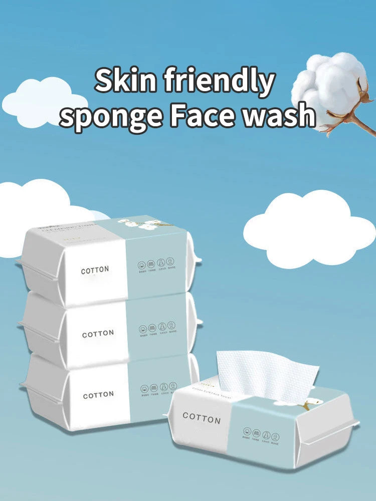100PCS Natural Disposable Face Towel Travel Facial Cleansing Wet And Dry Makeup Remover Pearl Cotton Soft Makeup Nonwoven Towel