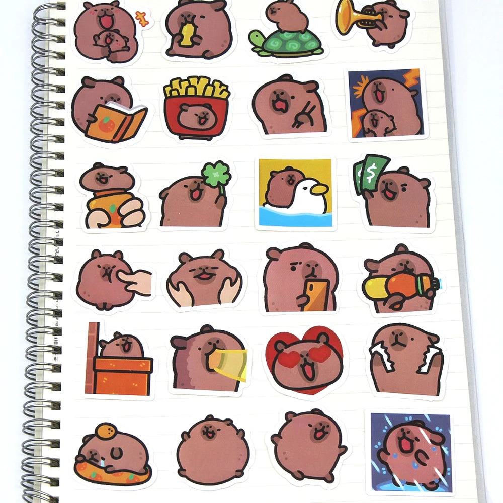 10/50/100pcs Capybaras Stickers Cartoon Cute Decals Toy Stationery Guitar Phone Bicycle Laptop Luggage Car Graffiti Kids Sticker