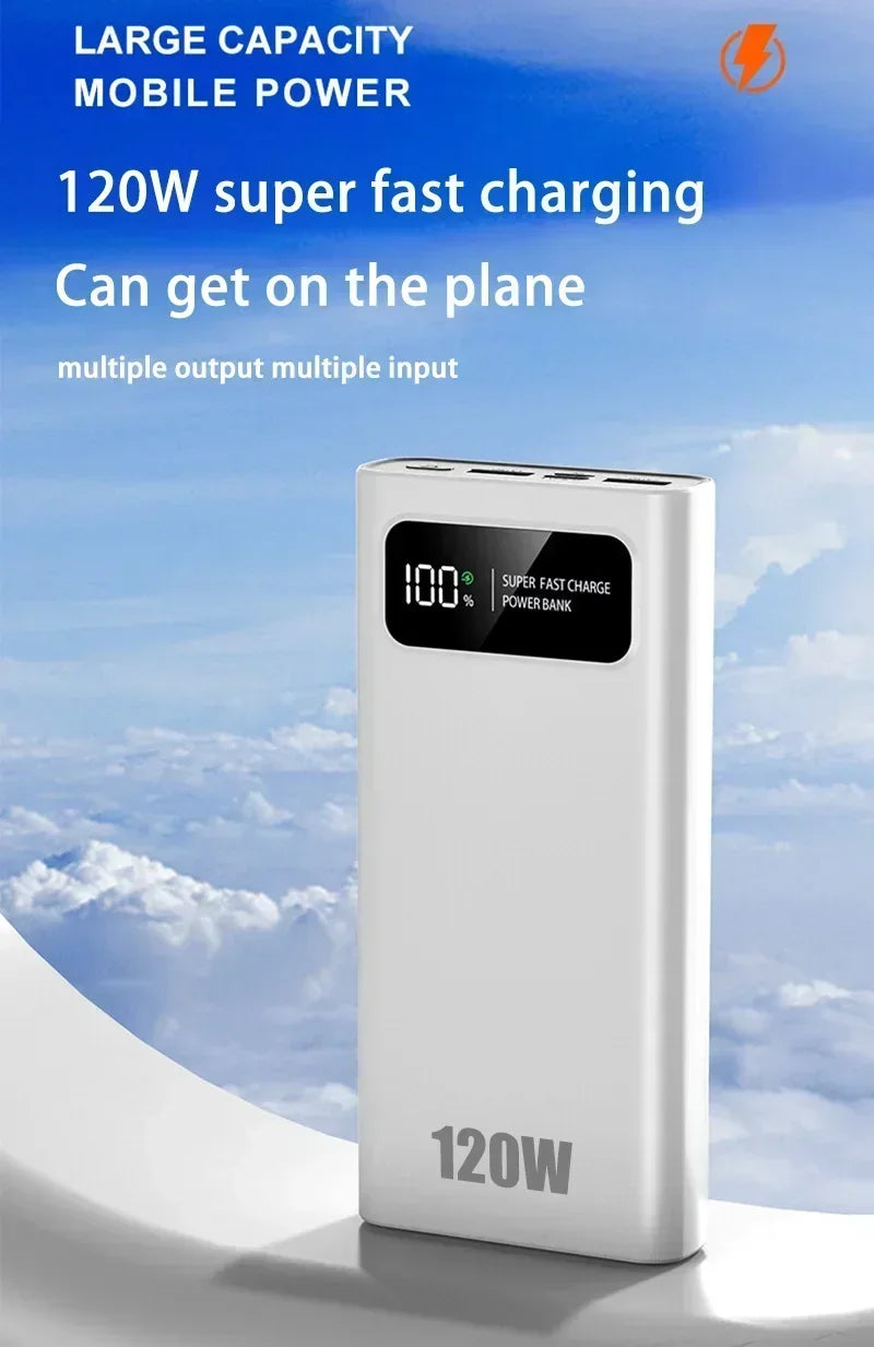 200000mAh Power Bank 120W Super Fast Charging Ultralarge Capacity With LED Digital Display Portable External Battery For Phones