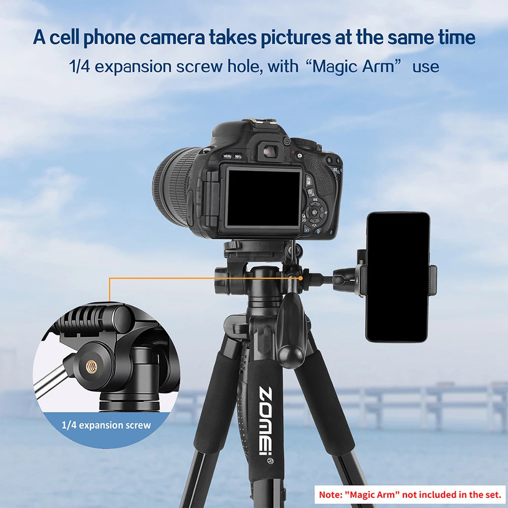 Zomei Q188 188cm Professional photography accessories video camera DSLR tripod for phone with phone holder
