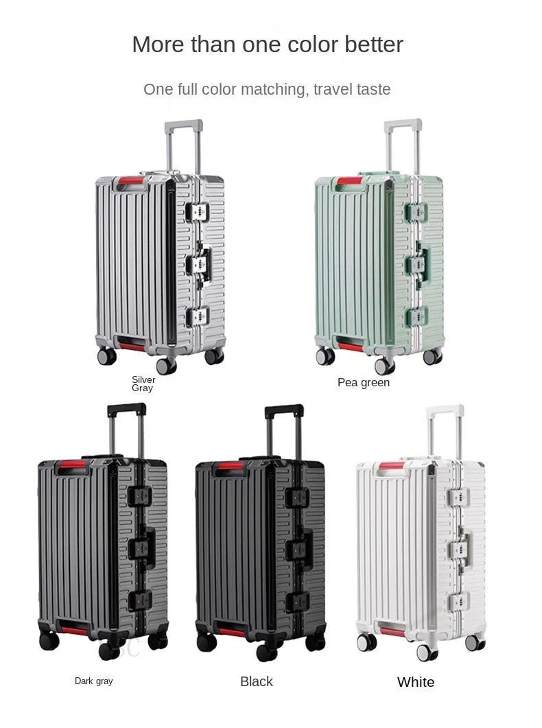 Five-wheel Aluminum Frame Suitcase 30 inch Multifunctional Cabin Password Trolley Case Luggage with USB Cup Holder Suitcases