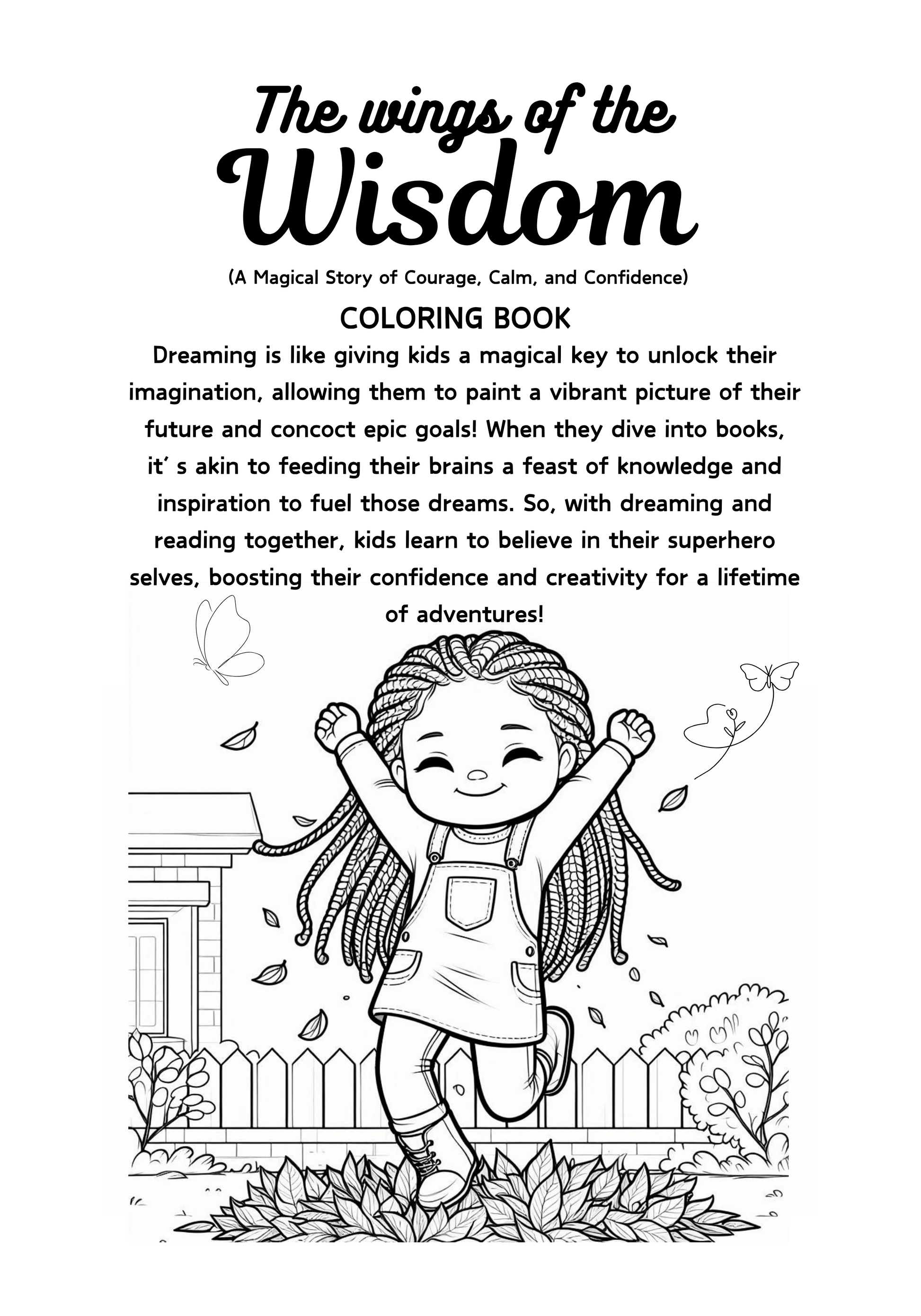 affirmation coloring book for girls cover – Believing in Me
inspirational coloring journal with butterflies and hearts
child coloring empowering self-love pages from book