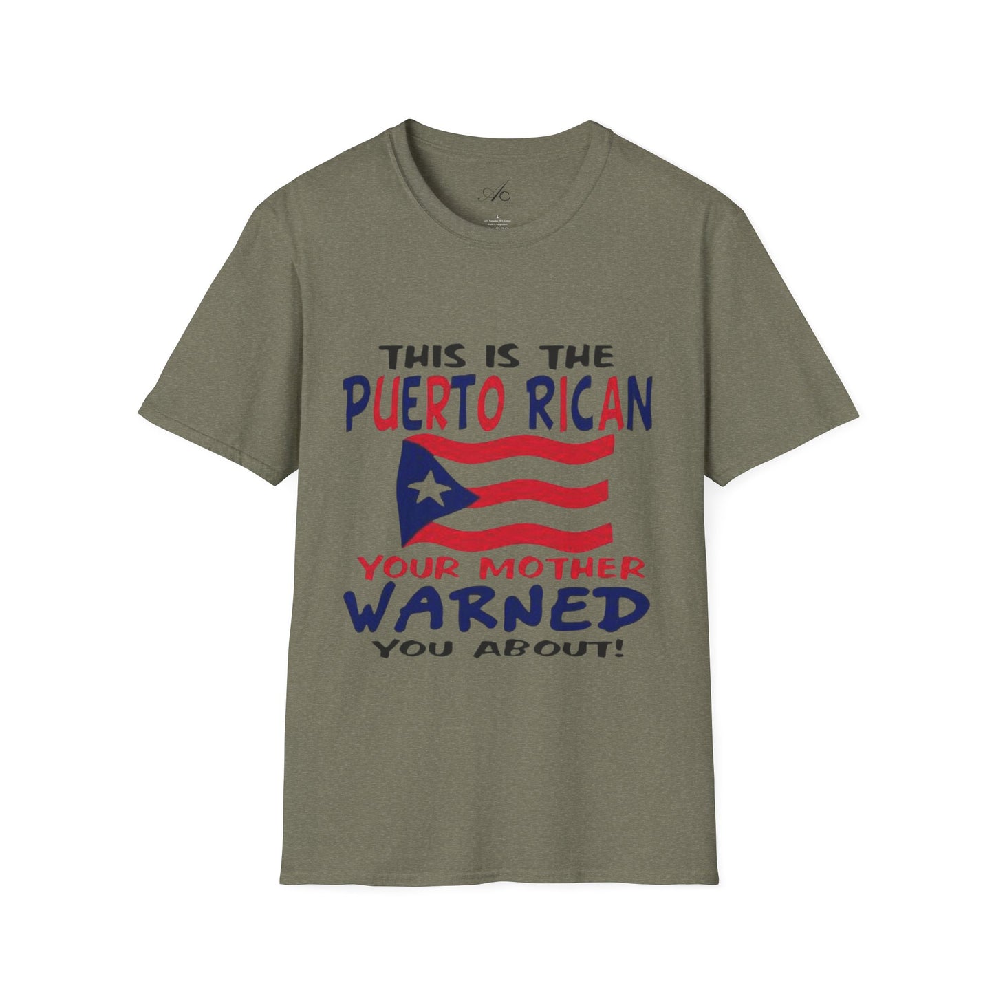 Puerto Rican pride t-shirt front view on model
Boricua cultural tee laid flat on table
Unisex Puerto Rican shirt for family gathering
Puerto Rico flag shirt for celebration or gift