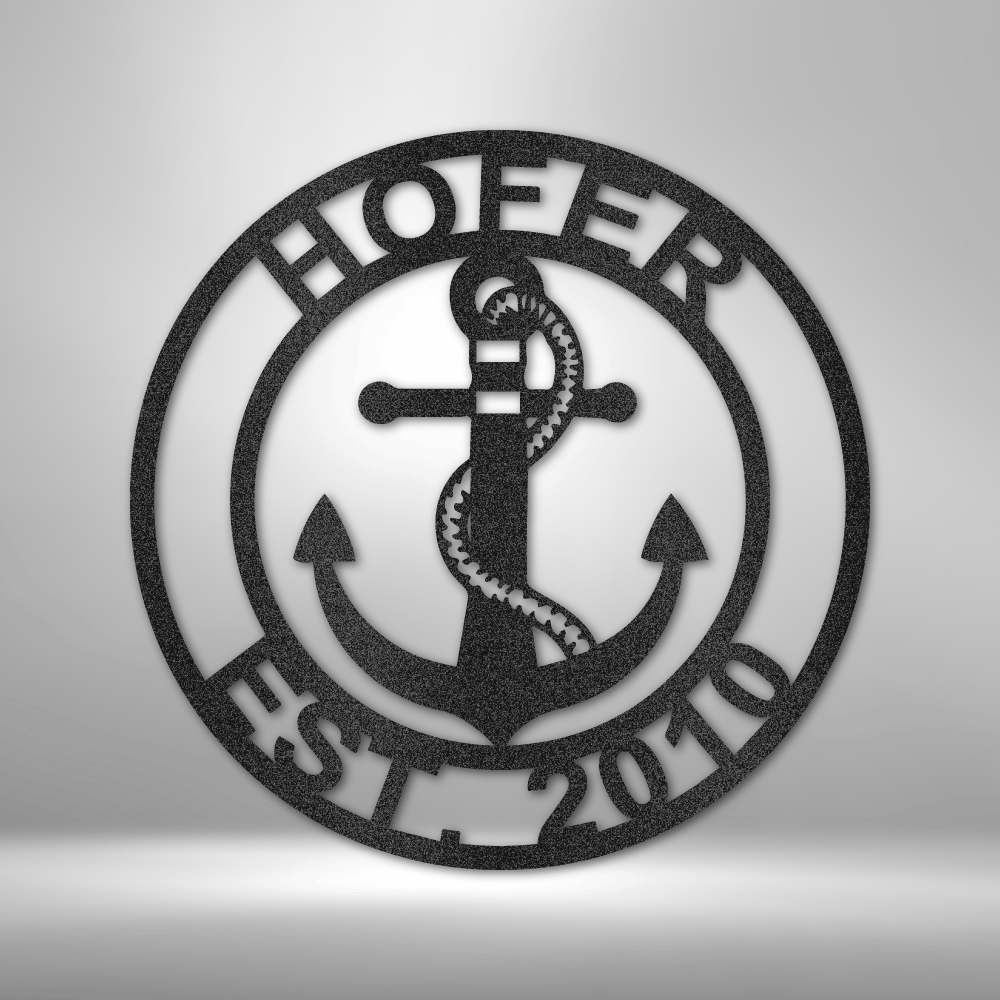 Anchor Family Name - Steel Sign - Metamorphosis Creations