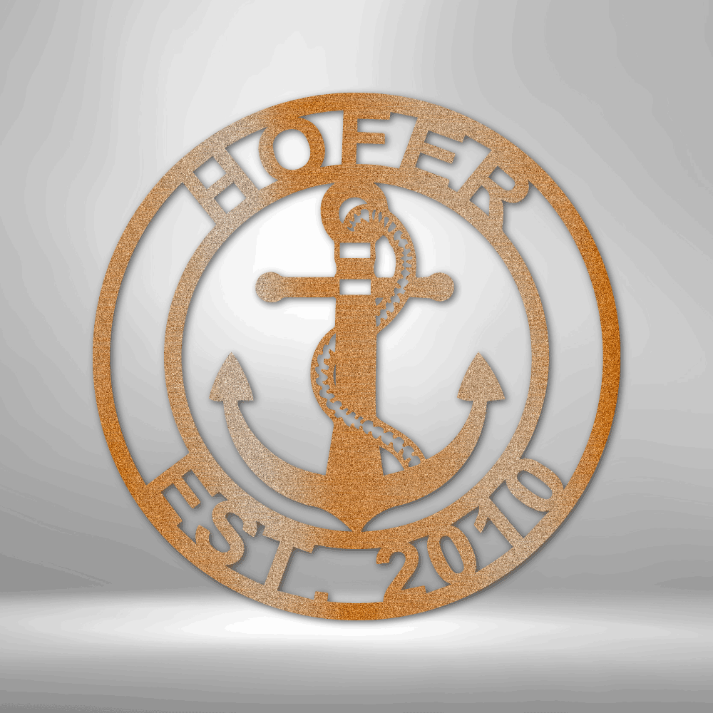 Anchor Family Name - Steel Sign - Metamorphosis Creations