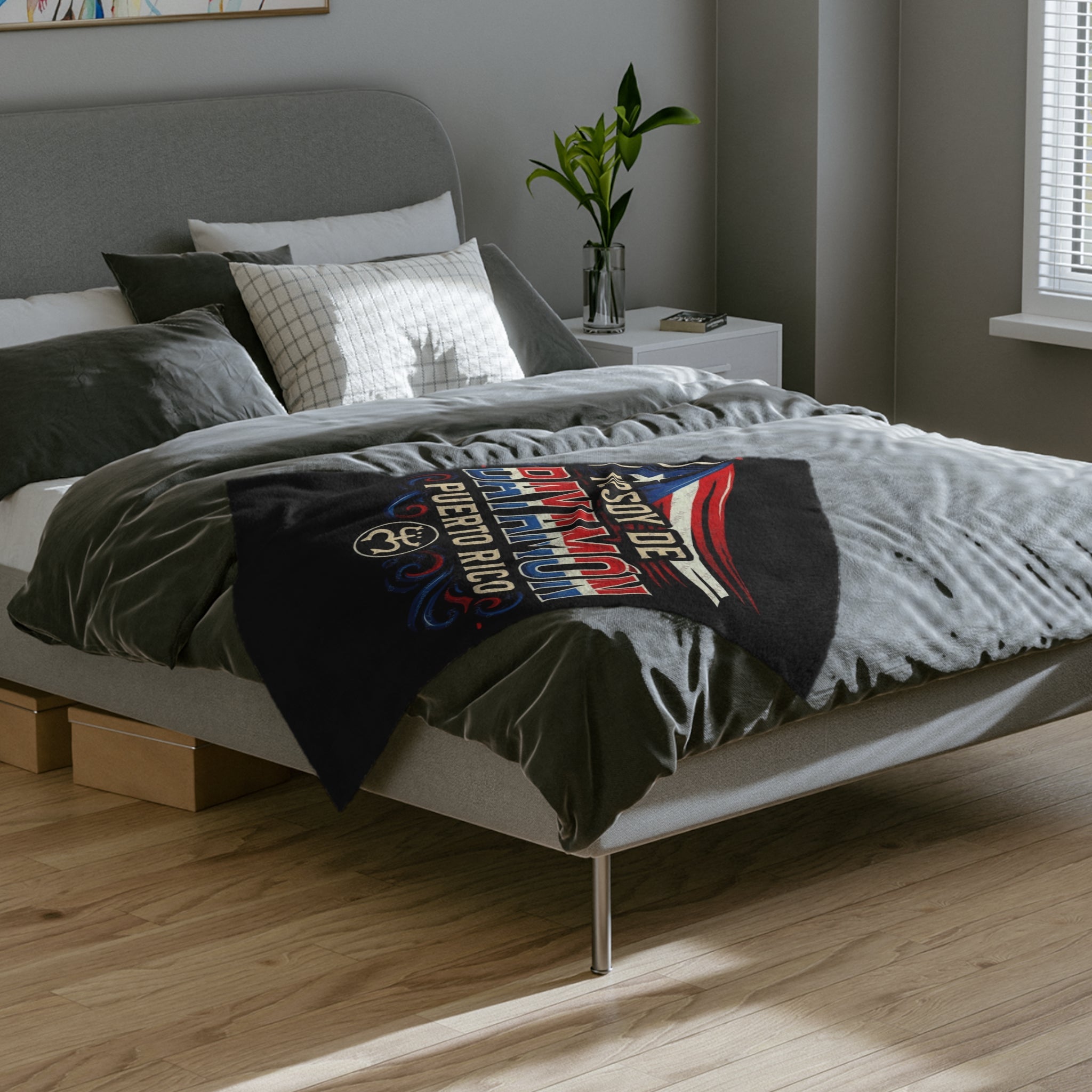 Bayamón Strong Grit, culture, and heart Puerto Rico Pride Velveteen Blanket, Cozy Throw for Home, Bayamon Decor, Gift for Puerto Rican Heritage - Metamorphosis Creations