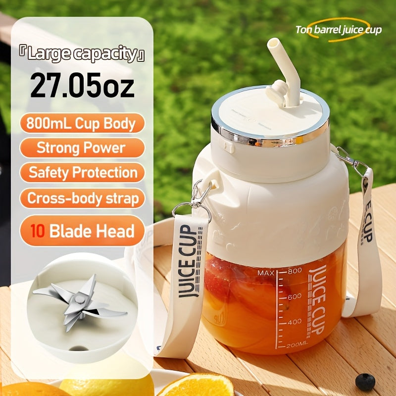 [Portable Juicer] 1pc, Mini Portable USB Electric Juicer Cup | 27.05OZ Large Capacity, Juicers For Vegetables And Fruits, Making Milk Shakes, Smoothies, Juices, Kitchen Appliances