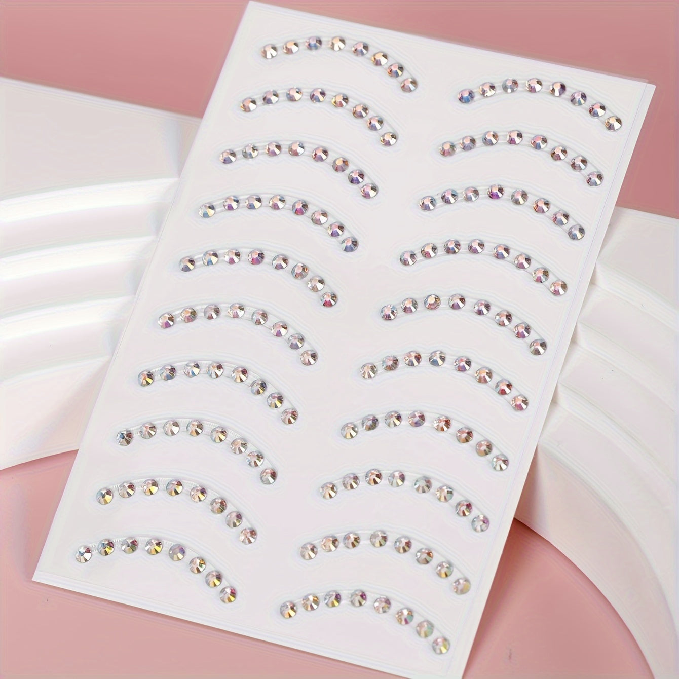 1, 3D Simulated Eyebrow-Shaped Curved Moon Sparkle Rhinestones, Eye And Face Decal Stickers, Holiday Accessories DIY Make-Up Party Decorations