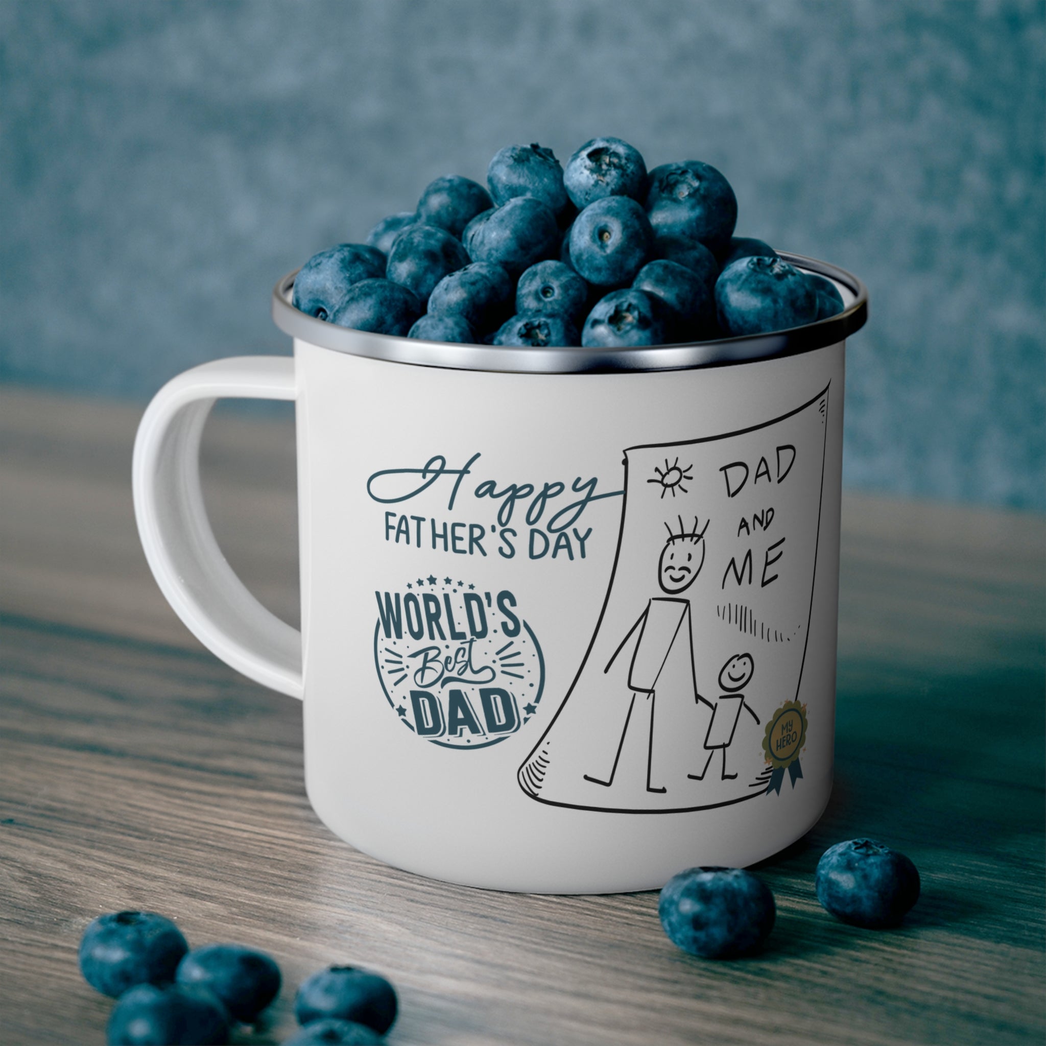 Best Dad Mug Masculine Design Mug Sentimental Father's Gift Enamel Camping Mug - Metamorphosis Creations
