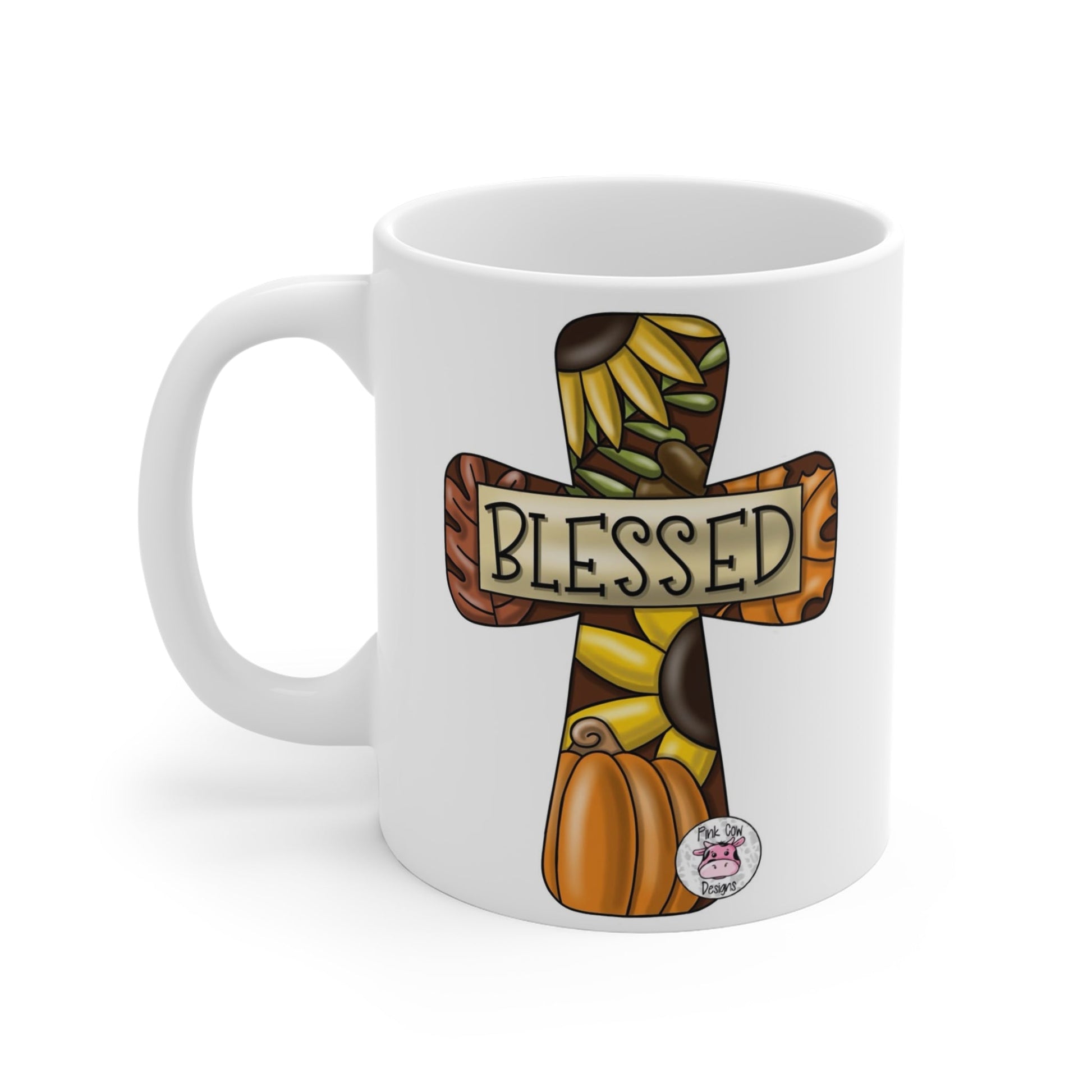 Blessed Fall Themed Mug, Perfect Gift for Thanksgiving, Christian Decor, Cozy Home Vibes, Cross Design, Pumpkin Lover's Mug - Metamorphosis Creations