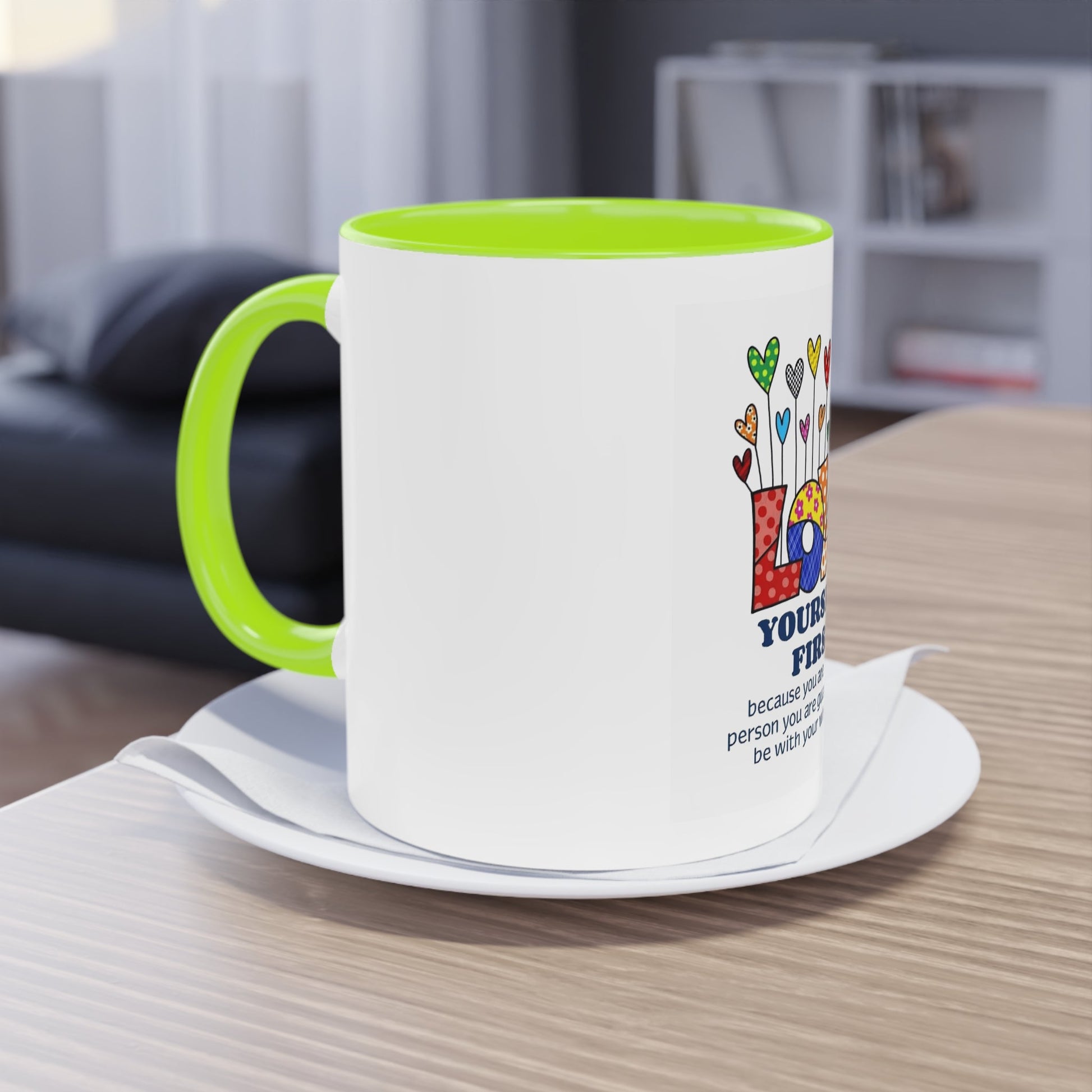 Boho Hippie Mugs for Free Spirits Inspirational Two - Tone Coffee Mug, Love Yourself First, Self - Care Gift, Motivation Mug, Affirmation Drinkware - Metamorphosis Creations
