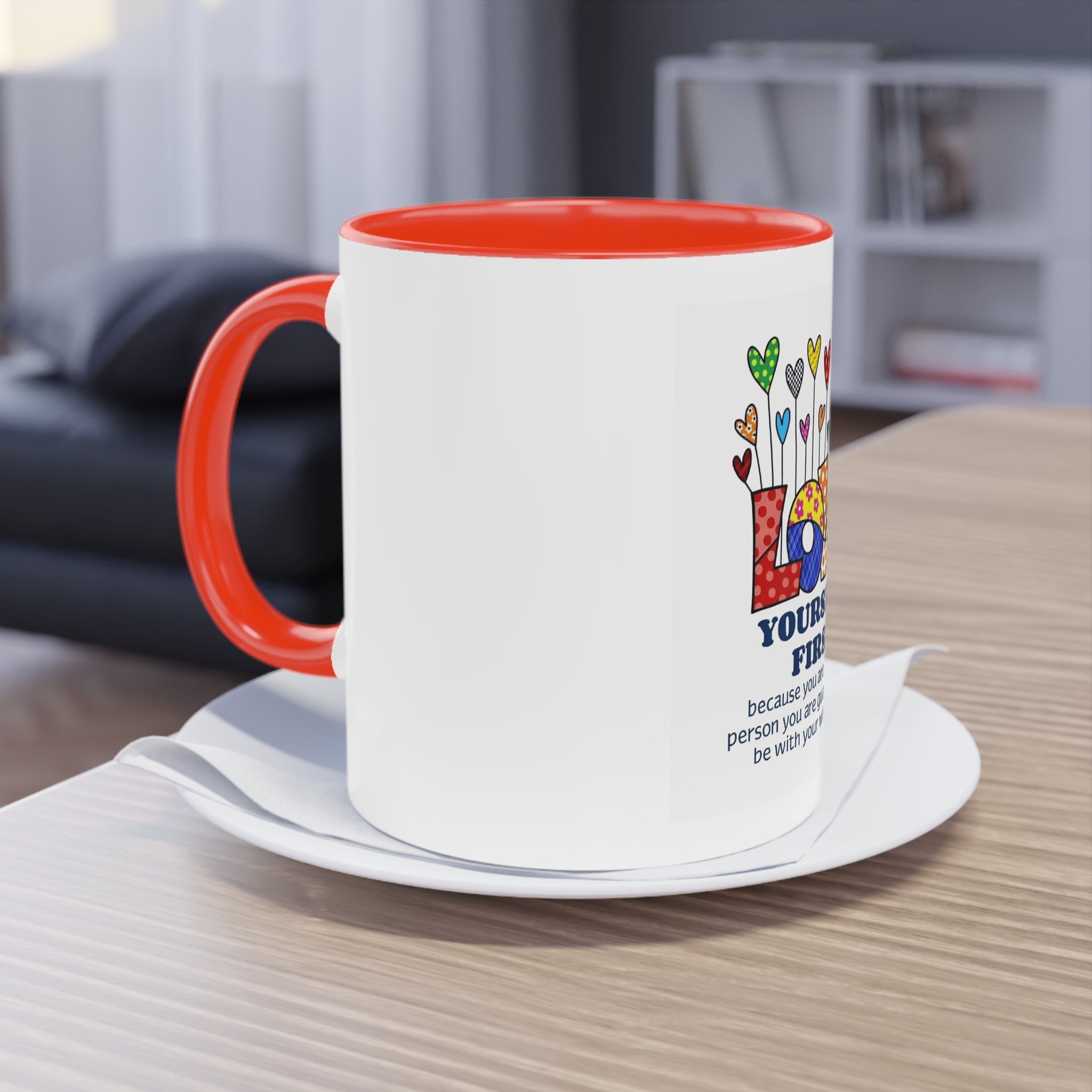 Boho Hippie Mugs for Free Spirits Inspirational Two - Tone Coffee Mug, Love Yourself First, Self - Care Gift, Motivation Mug, Affirmation Drinkware - Metamorphosis Creations