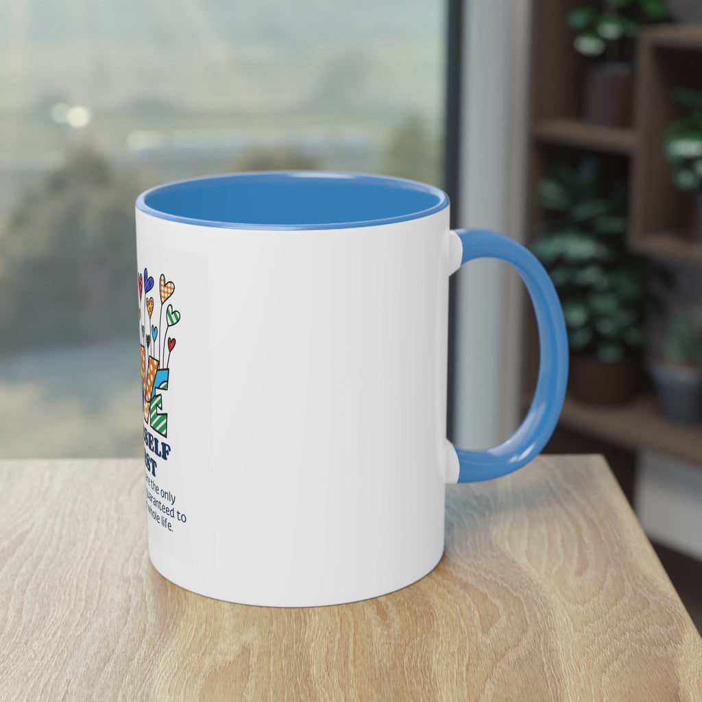 Boho Hippie Mugs for Free Spirits Inspirational Two - Tone Coffee Mug, Love Yourself First, Self - Care Gift, Motivation Mug, Affirmation Drinkware - Metamorphosis Creations