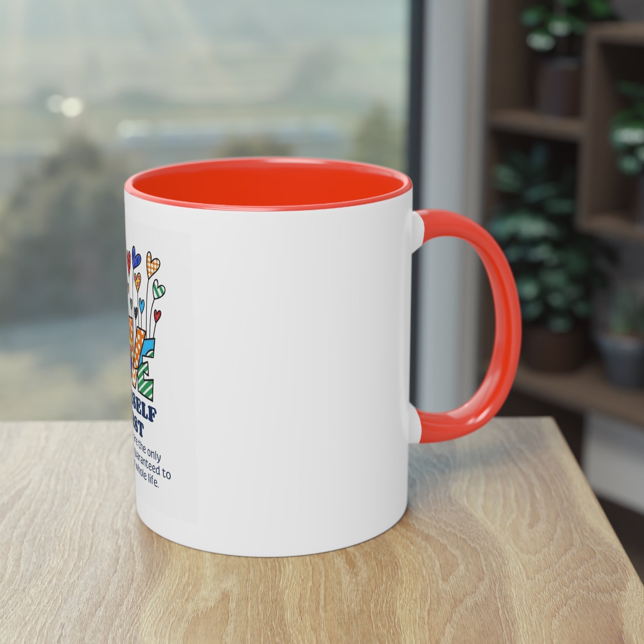 Boho Hippie Mugs for Free Spirits Inspirational Two - Tone Coffee Mug, Love Yourself First, Self - Care Gift, Motivation Mug, Affirmation Drinkware - Metamorphosis Creations