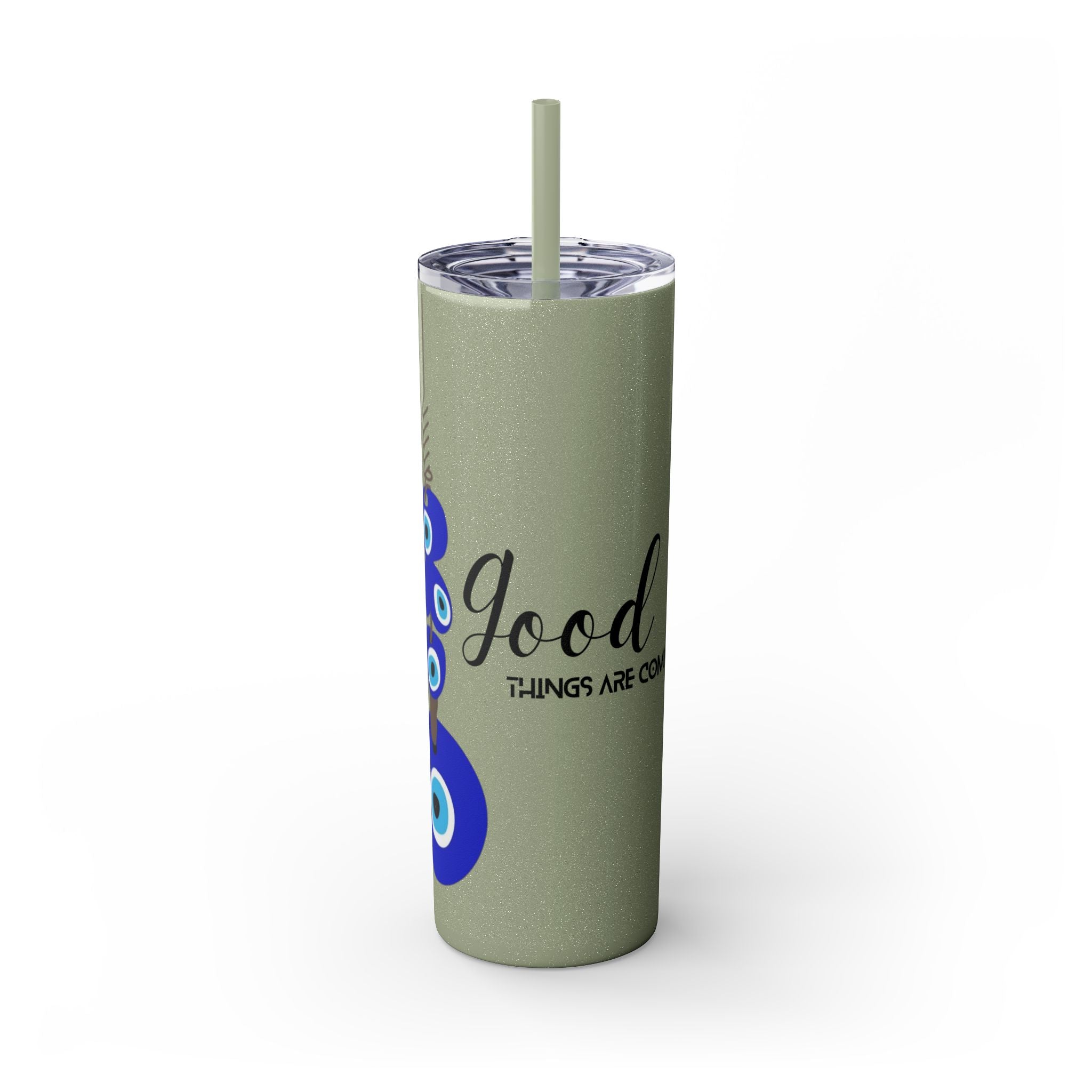 Boho Hippie Mugs for Free Spirits Skinny Tumbler with Straw, 20oz - Metamorphosis Creations