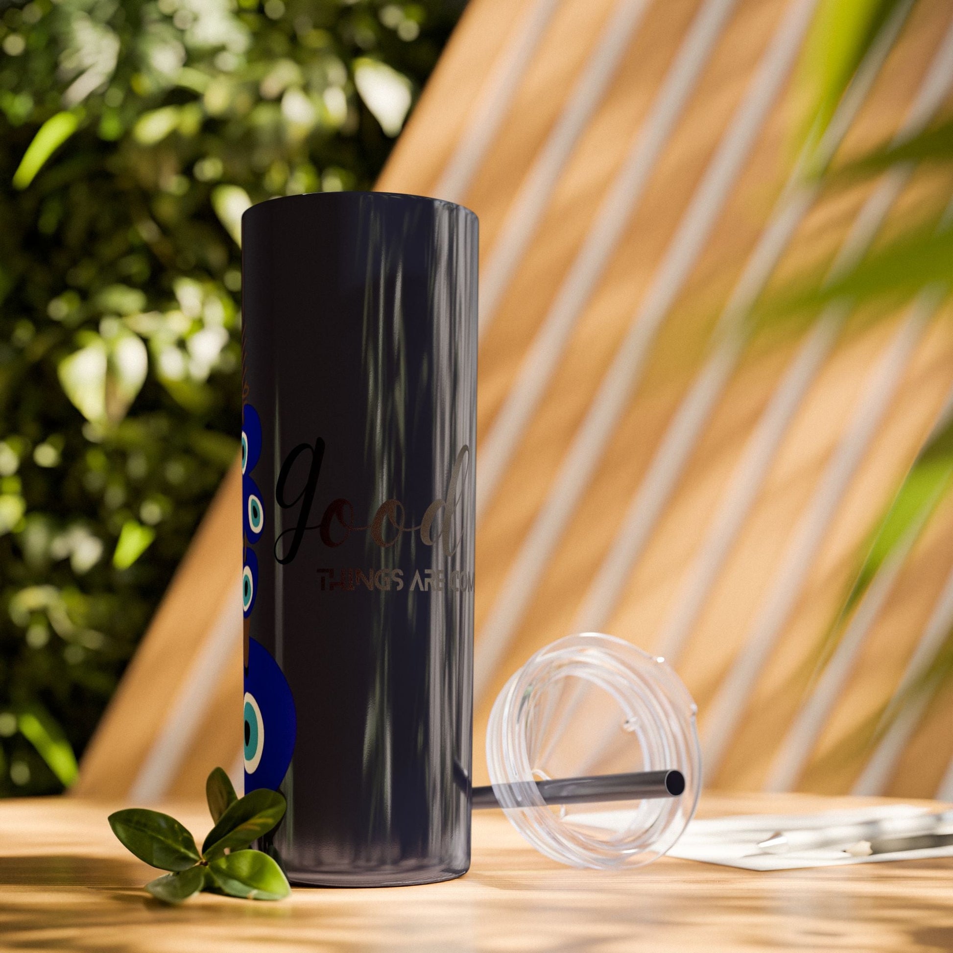 Boho Hippie Mugs for Free Spirits Skinny Tumbler with Straw, 20oz - Metamorphosis Creations